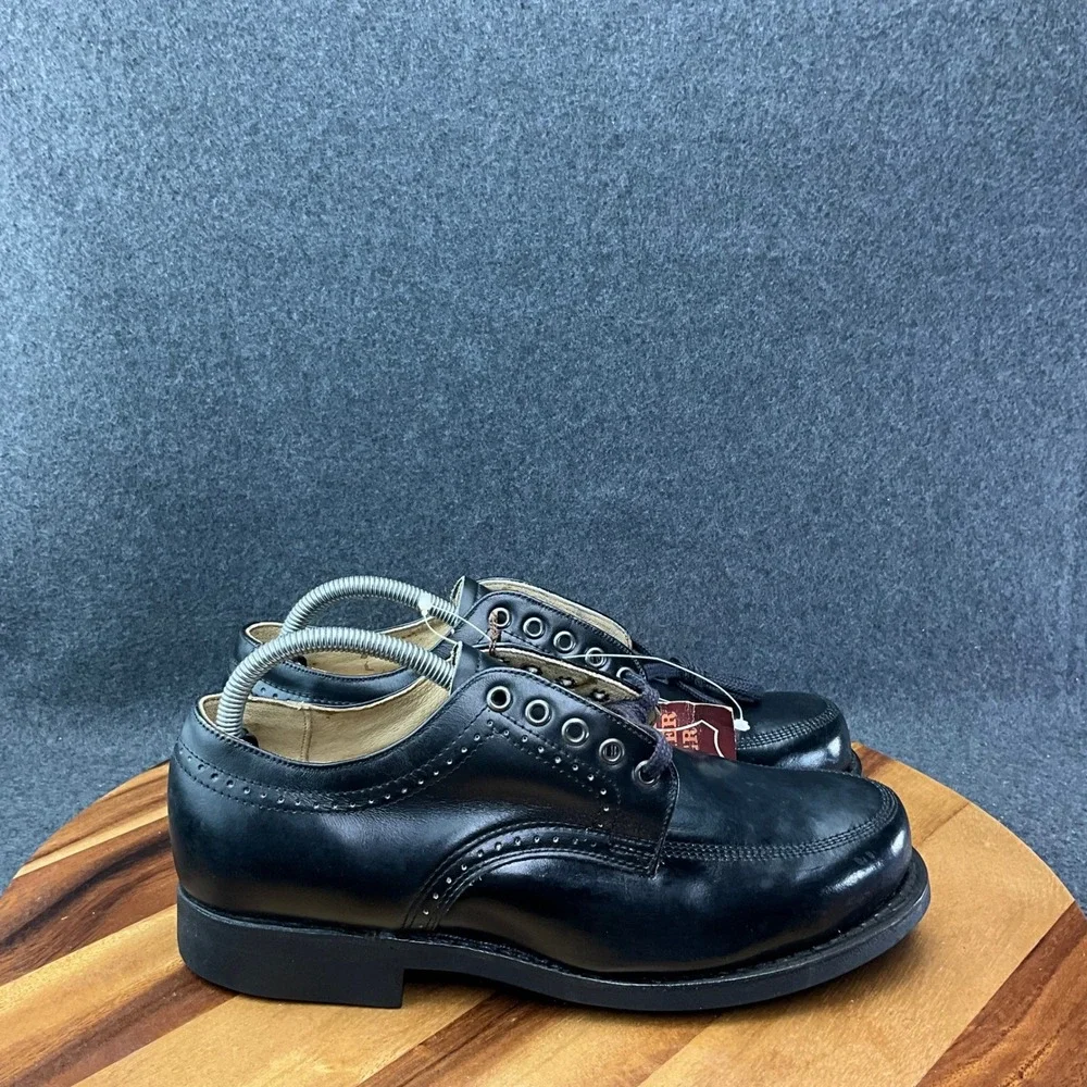 Vintage 90s Brahma Leather Oxfords Work Shoes Men's Sz 9 Black Steel Toe Rugged